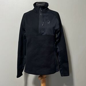 Spyder Men's Black Spider Long Sleeve 1/4 Zip Pullover Jacket
